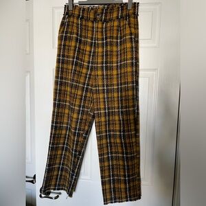 Paper Bag Waist Plaid Trousers